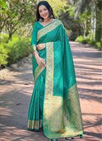 Banarasi Silk Teal Traditional Wear Weaving Saree